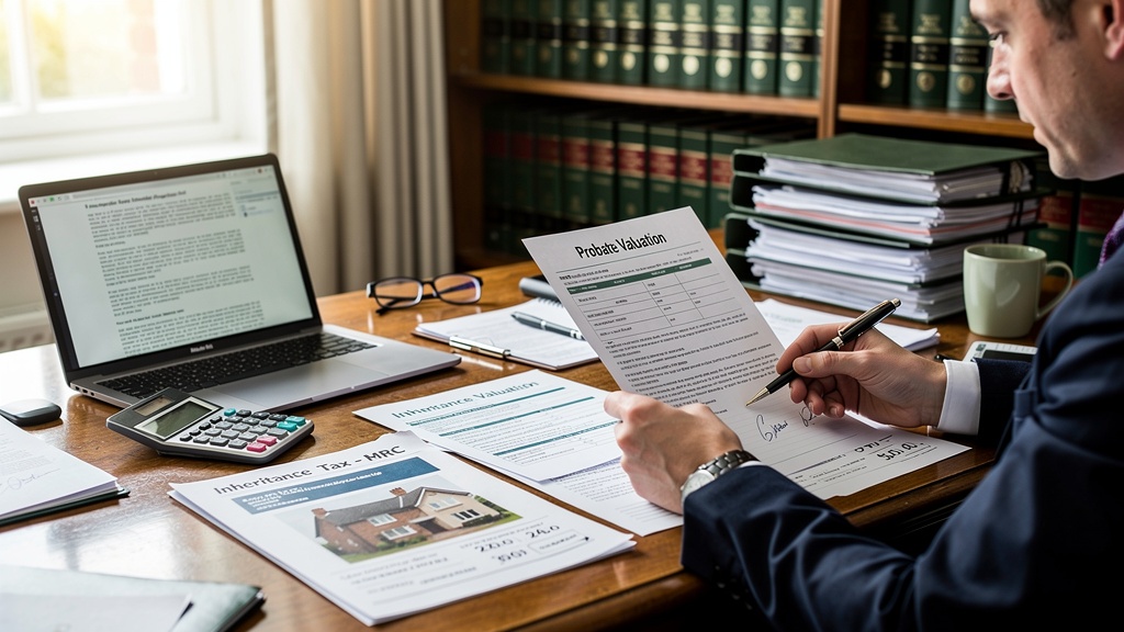 Probate and inheritance tax valuation documents being reviewed by an executor