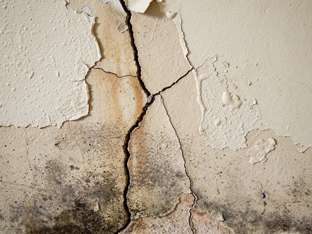 Damp and structural crack defects found in a Victorian property during survey